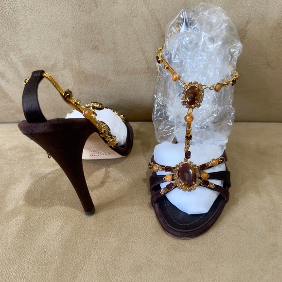 Giuseppe Zanotti Brown and Gold Sandals - Picture 5 of 16
